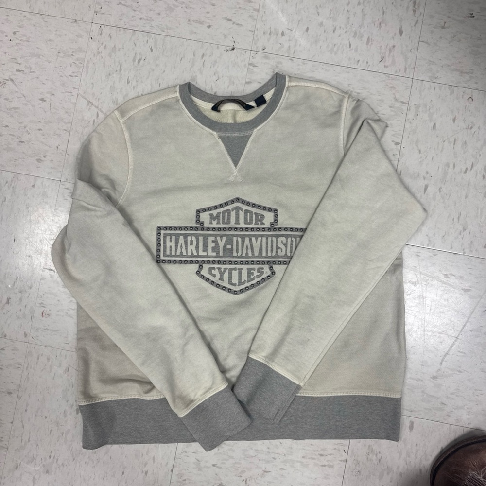 Harley-Davidson Women's Gray and Cream Sweatshirt